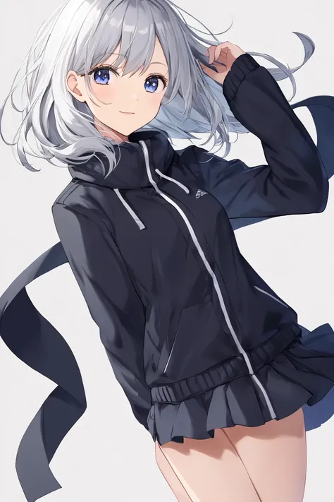  1 girl, solo,  long hair,  high resolution,  high resolution,  simple background, silver Hair/ short silver hair,アニメ,ショートカット,  