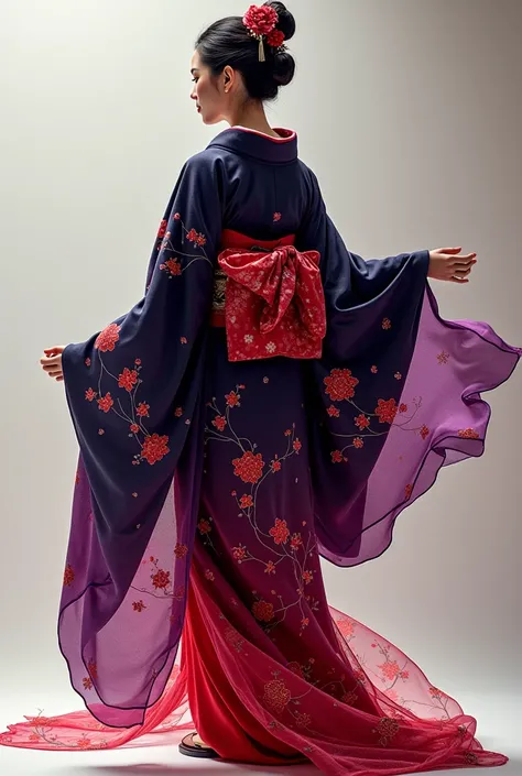 Black, purple red kimono
