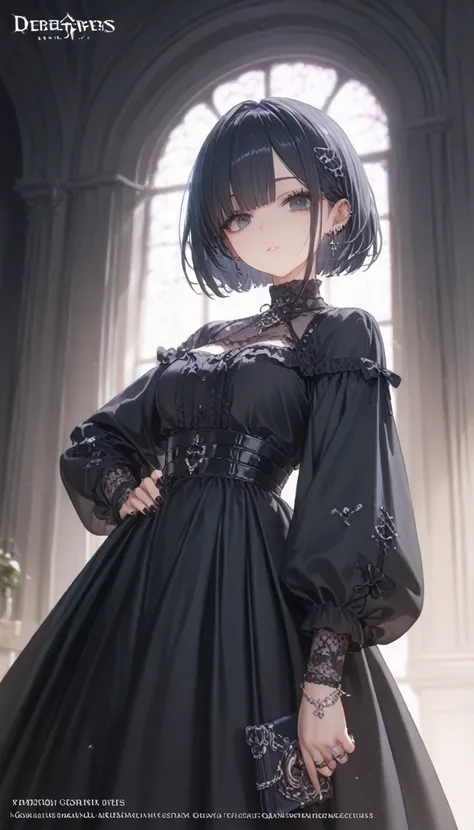  Masterpiece,  high quality , Perfect size  ,  Official Art,  gothic fashion,  perfect eyes, ambereyes ,