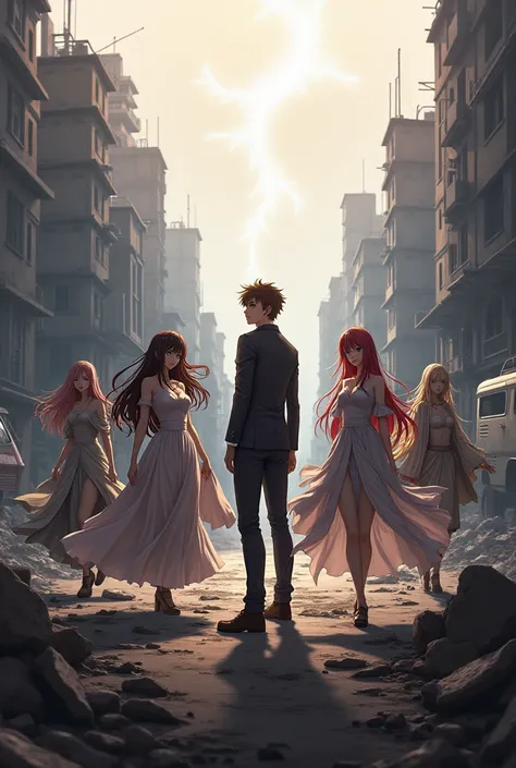 anime, 4 women. 1 man, Apocalypse 