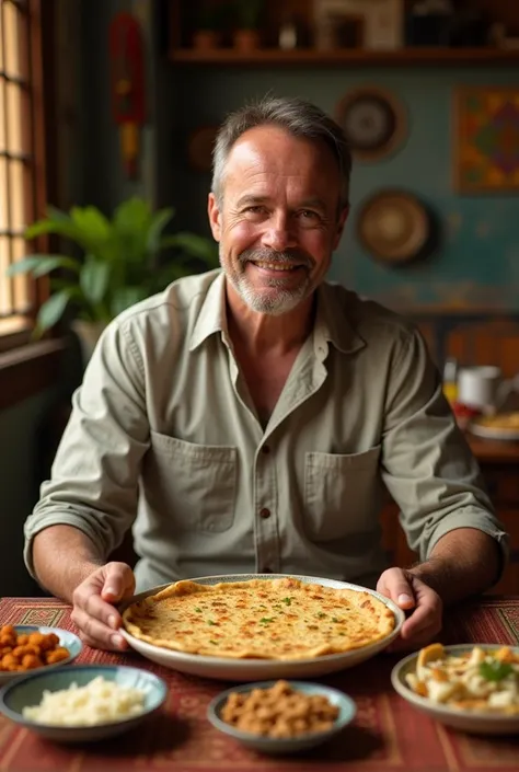 white man eating enjera