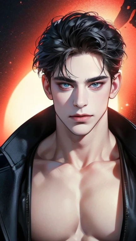 (  thong,4K,8k, highres, masterpiece:1.2), ultra-detailed,(realistic,photorealistic,photo-realistic:1.37),36-year-old man,3 day beard,Cute anime ,Portraits,strong,Masculine, dark hair,sharp jaw,  mesmerizing eyes  , perfectly combed hair, cool anime outfit...