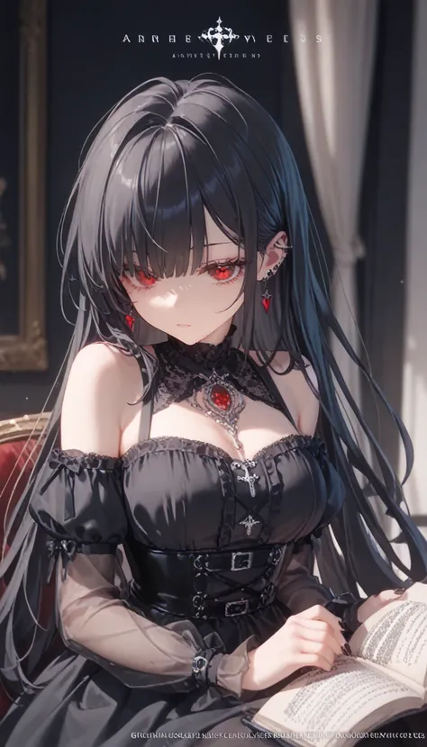  Masterpiece,  high quality , Perfect size  ,  Official Art,  gothic fashion,  perfect eyes, ambereyes ,  red eyes,