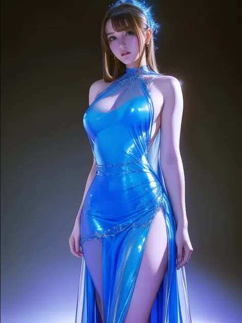    Wearing a transparent blue dress   ,      wearing a transparent blue dress    、 wearing blue dress    ,       sexy dress,  See-through dress, skin      tight dress, sexy gown, extravagant dress,      in a silver dress      ,       tight dress,      open...