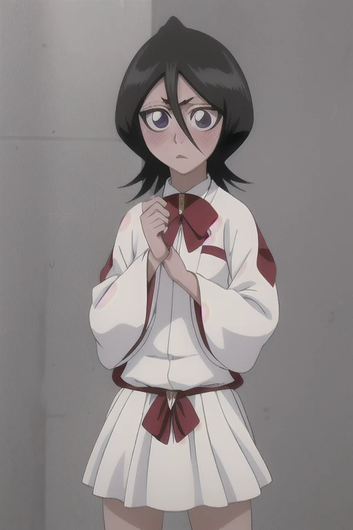  masterpiece,  highest quality , Cutchikirkia , Rukia Kuchiki, cabello corto,  Black hair ,  Hair Between Eyes,  rabbit ears , blush,  embarrassed penis , highly strung,  lines of motion 