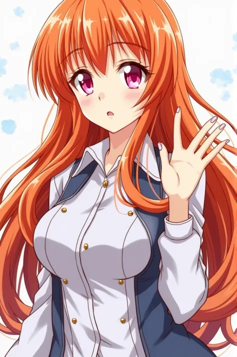 Anime: Blue Lock oc Female Character anime, orange-red shiny hair, pink eyes, beautiful body  with Itoshi Rin.