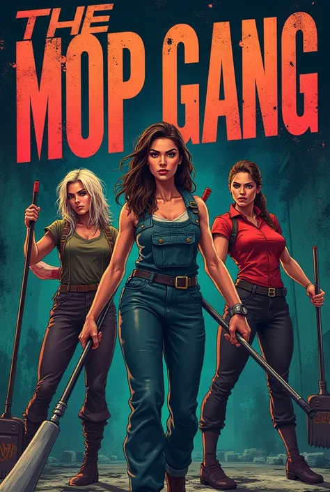 A poster with the title "The Mop Gang " avec des humains femmes