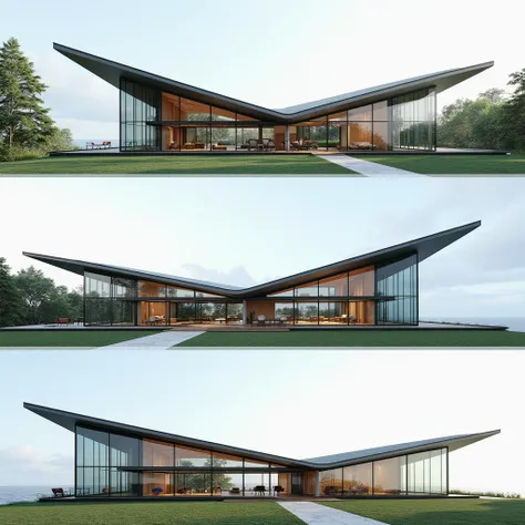 3 Examples of Sloped Roof Slope Glass Structure
