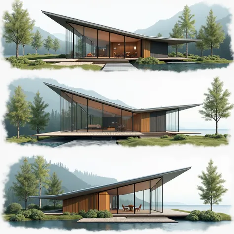 3 Examples of Sloped Roof Slope Glass Structure
