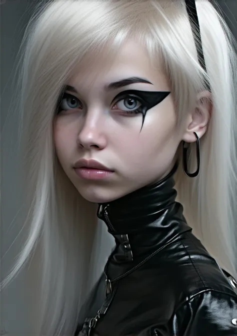 Create a portrait of a hyper-realistic, sassy spirited beauty, Clunkerpunk girl, gritty punk vibe, punk clothing, dreamy background, bold colors, 3D characters, in the style of Anne Stokes, Nicoletta Ceccoli, Bill Carman, and Yuri Shwedoff. Crystal clear f...