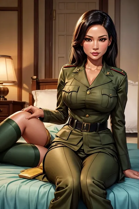 1girl, Lucy Liu, Eiza González, Amandla Stenberg, 1960-pinup, military uniform