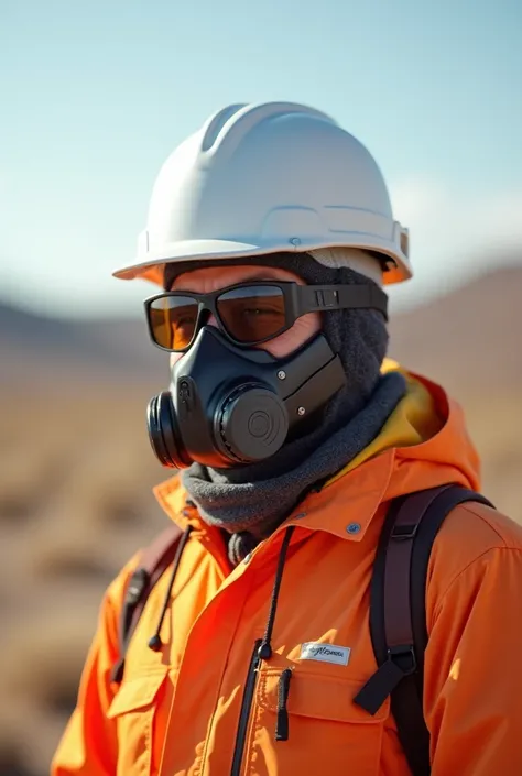 merci de me donner une photo de profile , un ingénieur qui port une checliste de maintenance et porte des lunettes et mask anti-poussiére dans un parc éoilenne avec poste électrique dans le désert avec présences des chameaux