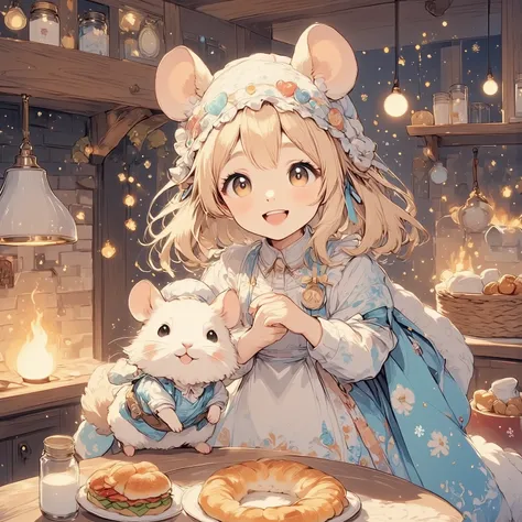 In a picturesque scene worthy of an ancient bard's graceful tale, a captivating girl dressed as a hamster invites you into a world filled with the warmth of laughter and soft whispers of winter. Her giggles mirror the playful chirping of birds at dawn, lig...