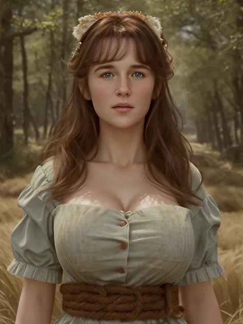 (best quality,4k,8k,highres,masterpiece:1.2),(ultra-detailed,photorealistic,photo-realistic:1.37), (((Clare))), ((shepherdess)), (very large bust size)