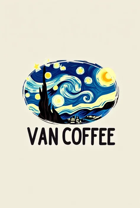 I want a LIGHT AND MODERN logo with the name Van Coffee the logo must be inspired by the painting, Starry Night, a simple but sophisticated LOGO IN VECTOR
