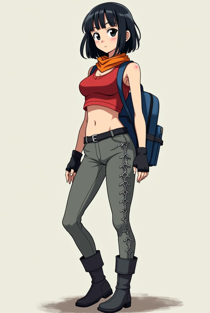 Pan from dragon ball z as a 25 year old, Pan's short hairstyle resembles her mother, Videl. She also has a pale skin complexion, and inherits her black eyes from her father, Gohan. As a , she has a hairstyle similar to her grandmother, Chi-Chi as it is sho...