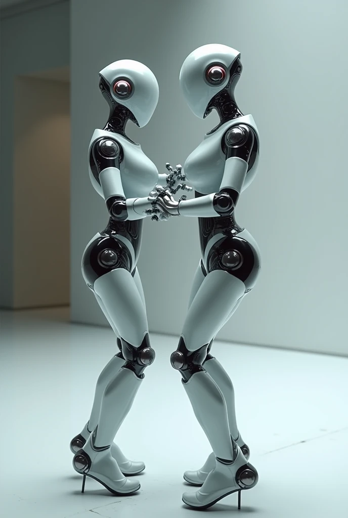 Two 3D robot uses AI to perform a linear dance.