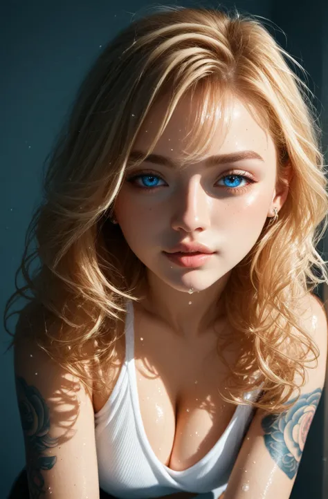 1 girl, Natural photography of a beautiful girl, wearing a loose crop top, leaning over, short flowing hair, big bust, locks eyes into the camera, symmetrical eyes, symmetrical face, photorealistic, photography, path tracing, specular lighting, volumetric ...