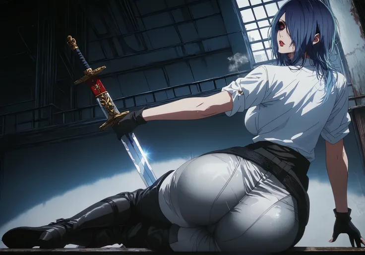 score_9, score_8_up, score_7_up, score_6_up, uncensored, kirishima touka, blue hair, hair over one eye, black sclera, red eyes, bright pupils, anime coloring, anime screencap, (voluptuous:1.3), (thick:1.3), BREAK UHD, retina, masterpiece, accurate, anatomi...