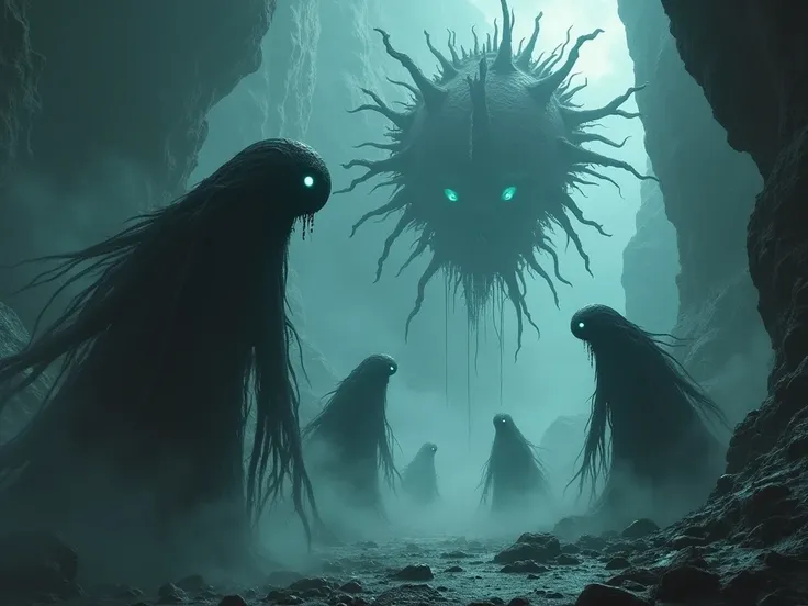 In the depths of a forgotten universe, eerie, figures emerge from the void—an unsettling fusion of Dungeons & Dragons mind flayers and the ghostly entities from the Metro games. Their elongated, tentacled heads resemble mind flayers, yet their bodies are c...