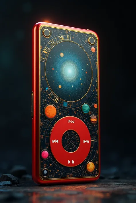 iPod Touch 1st, Gold and Red Color, Astronomy Pattern