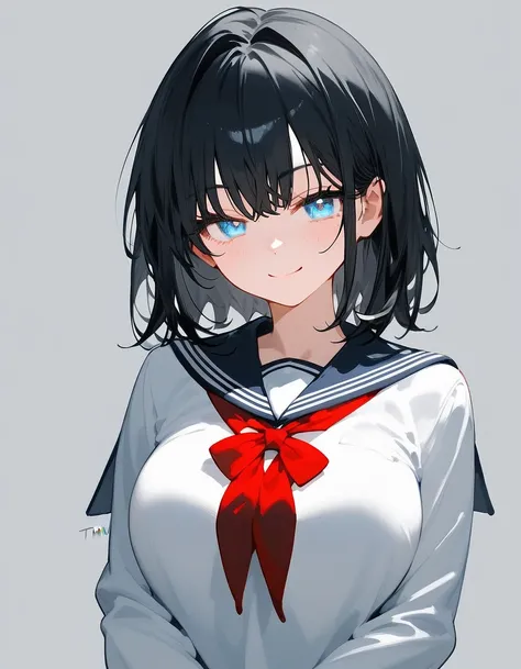 Score_9,Score_8_up,Score_7_up,highest quality, source_anime, highest quality, BREAK 1 girl, cute, 28 years old, (curvy:1.3), bangs, (medium hair,:1.2), (black hair:1.3),  (light blue eyes), (oval eyes), (wide eyes:0.7), (thin eyelashes:1.3), (large breasts...