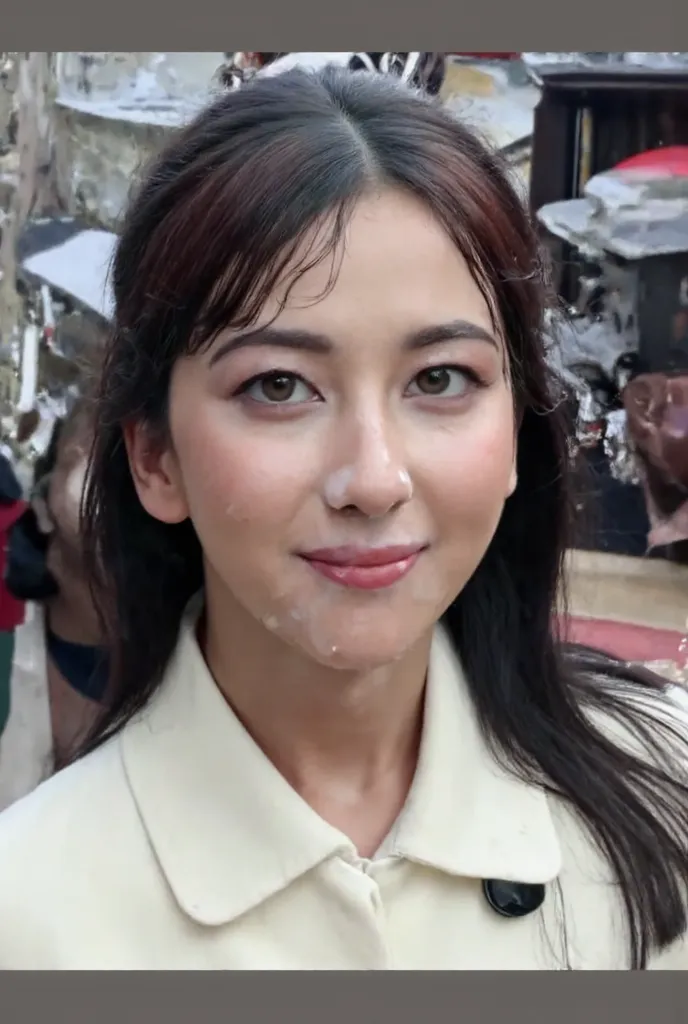  Hi-Res, Alone,  1 girl completely naked,  focus on face ,  face close-up,  looking at the camera,  straight black hair with bangs ,  pale skin on a street car,  detailed face,  Fine grain ,  enchanting eyes,   Natural Makeup ,
( open your mouth , After th...