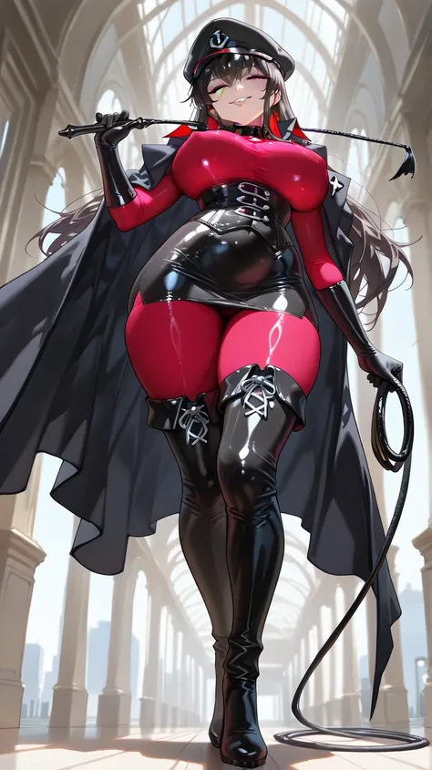 ( Masterpiece, highest quality, very detailed depiction, incredible high definition,High quality anime drawings),Black-haired beauty"Haruna", Young Beautiful Woman,( female executive of an evil organization:1.3),( shiny black bondage corset with intricate ...