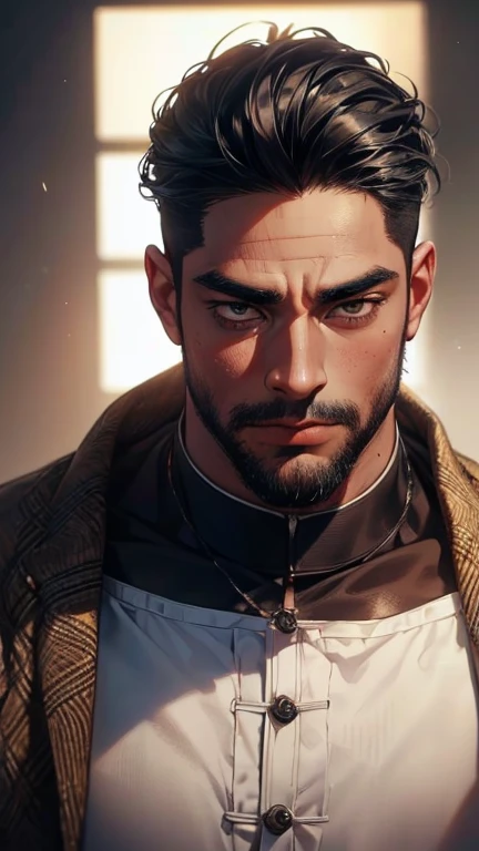 (    loaned letter   ,4K,8k,    highres,    masterpiece :1.2),    ultra-detailed  ,(realistic,photorealistic,photo-realistic:1.37),36-year-old black man,3 day beard,Beautiful anime,Portraits,strong,Masculine,     with black hair  ,sharp jaw,       mesmeriz...