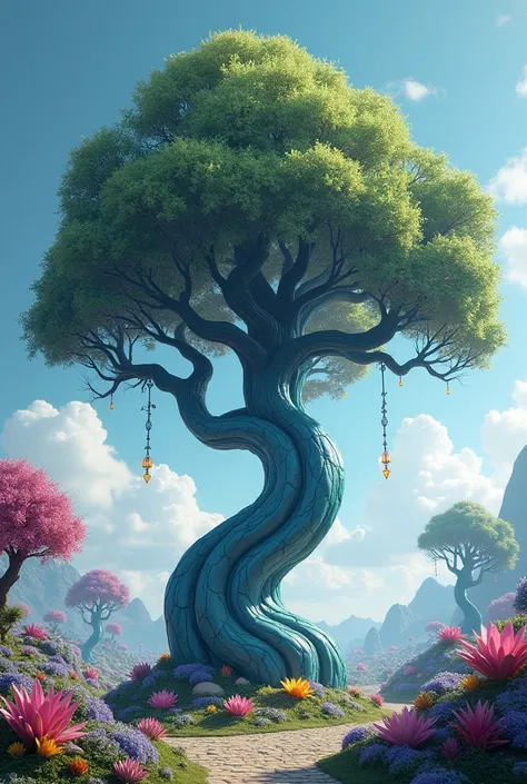 A rubber tree-like tree, Scenery tree style, Not real .