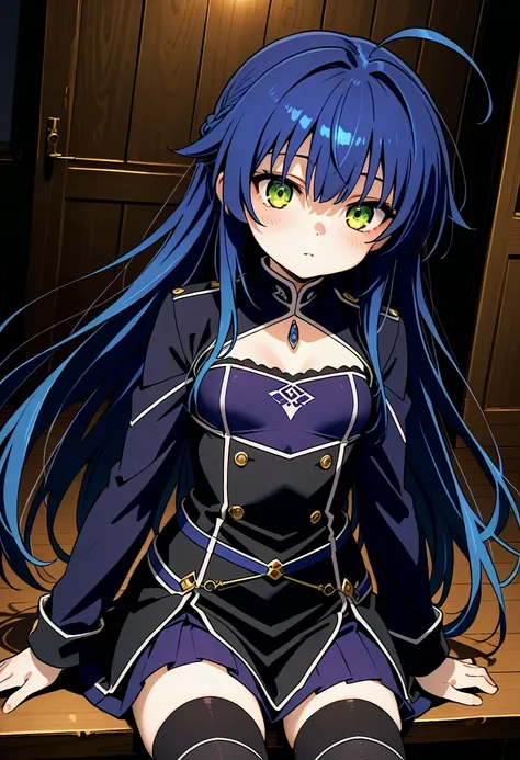 Sylene Lunaris Zarkhiel, Dark Blue Hair, Golden Eye. Female. Power Darkness