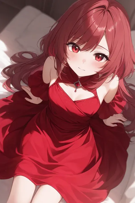 Brown Bifurcated Hair Red Eyes Red Dress Ruby Princess