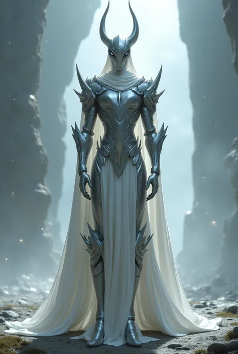 non binary, vore, hollow knight, pure vessel, wearing pale white cloak, wearing silver armor, 8ft