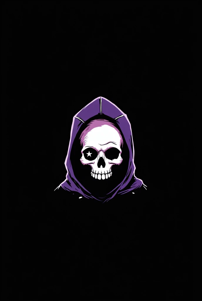  Minimalist Instagram profile art of a hooded skull, dark style with simple black and white strokes , only the face, Simple skull, without a lot of ART-shaped details for the profile, without depth.  showing only the head , in the form of an expressionless...