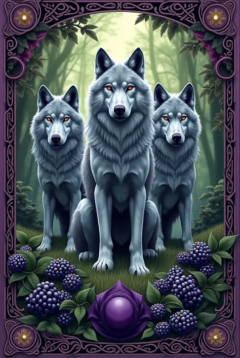 NSFW  fantasy Wine label 
"Three Wolves Meadstillery" 
"Blackberry  Mead"