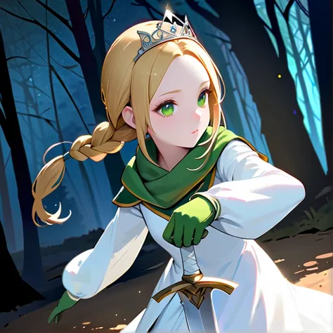 Masterpiece, HD, High Resolution, high quality, best quality, super detailed. Solo character alone, multiple views. fantasy art.
{{(A 16-years-old female-fairy-adventurer:(appearance: blonde-golden-hair tied in 2-braids. Round nose. Very beautiful face. Lo...