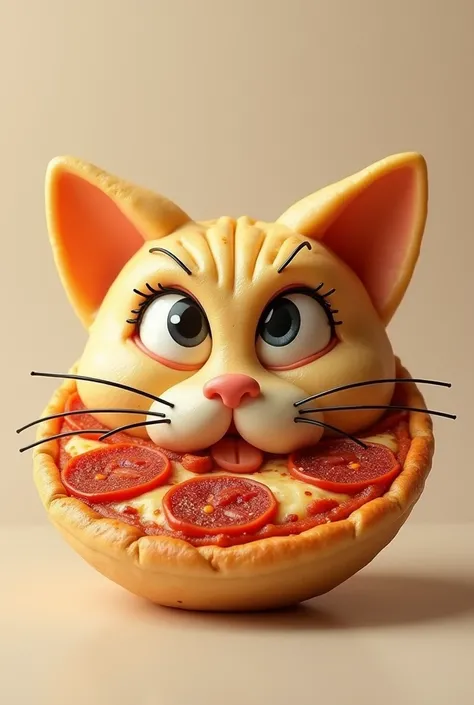 cat face pizza with dough ears