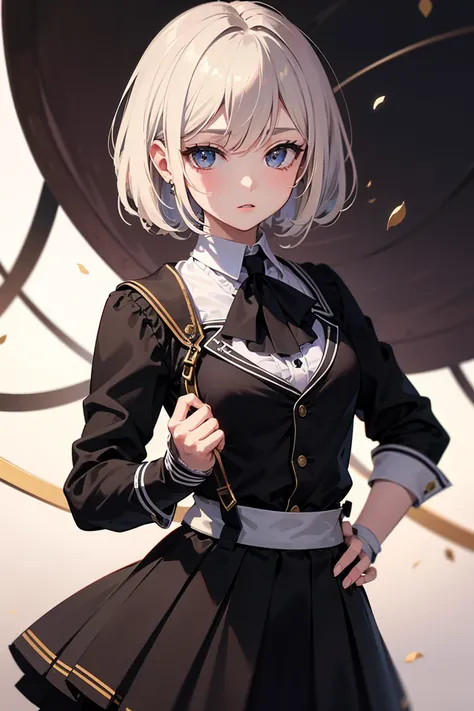 2B de Nier automaton with school suit black skirt and black button shirt in many details around