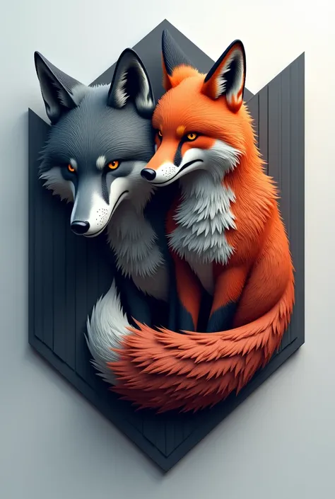 3D fox and wolf logo