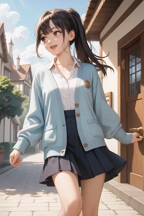 (best quality),(masterpiece),(ultra detailed),(masterpiece),(best quality), (ultra-detailed),(madeon illustration),(an extremely delicate and beautiful),((30 years old girl)),slim body,small breast,black hair,long straight hair,ponytail, droopy eyes,brown ...