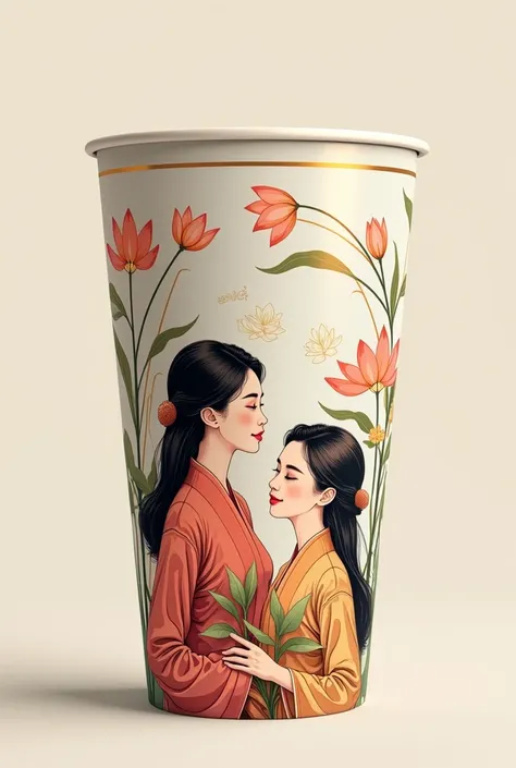 Vietnamese cultural paper cup for young beauties