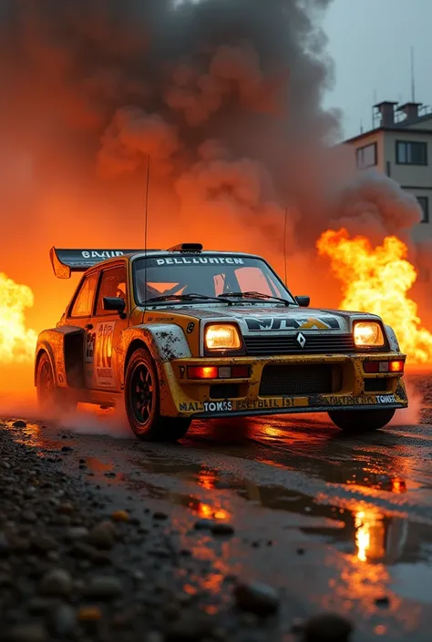 Renault 5 turbo rally car on Fire 