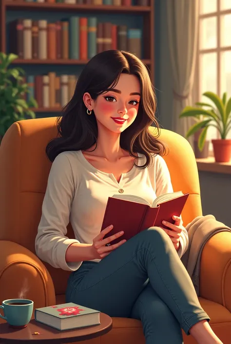 Cozy bookclub girl illustration 