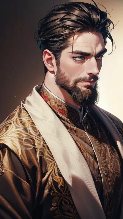 (       ,4K,8k,        highres,        masterpiece :1.2),        ultra-detailed    ,(realistic,photorealistic,photo-realistic:1.37),36-year-old man,3 day beard,Beautiful anime,Portraits,strong,Masculine,         with black hair  ,sharp jaw,               m...