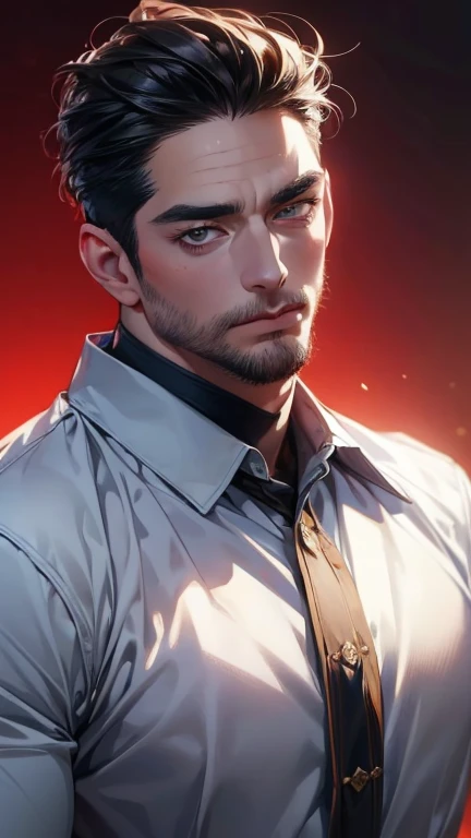 (       ,4K,8k,       highres,       masterpiece :1.2),       ultra-detailed    ,(realistic,photorealistic,photo-realistic:1.37),36-year-old man,3 day beard,Beautiful anime,Portraits,strong,Masculine,        with black hair  ,sharp jaw,             mesmeri...