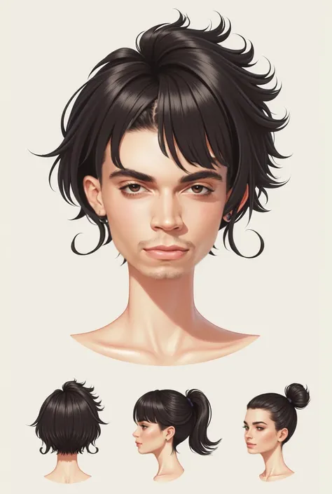 I want you to take the rest of the image and modify the hair, I want to see several different cuts