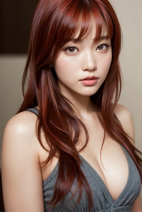 1 girl, Solo, Hi-res, Bangs, Red-haired, POV, Masterpiece, Accurate, Best quality, Anatomically correct, Detail, HD Model, High Details, High Quality, Quality, Super Detail, Ultra HD, Hyper-detailed, Modern, Realism, Chinese