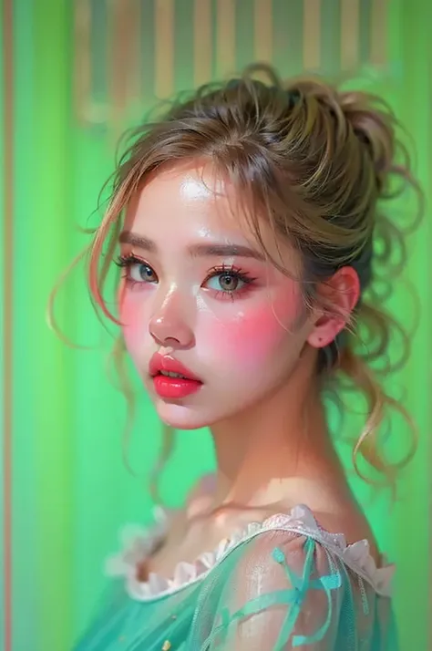 Photographically, very detailed, Very real, hyperrealism , super realistic, best quality,(masterpiece, soft lighting, Stylish eyes with attention to detail : 1.2), a pretty young girl,(cute), sleeveless, sheer off-the-shoulder tutu,Can you loosen the corse...