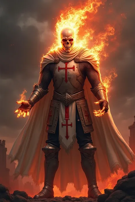 The superhero Ghost Rider dressed as a Templar