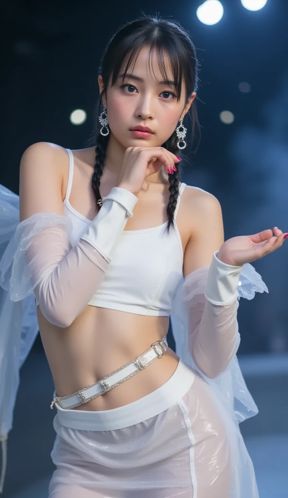 (nsfw:1.4), (  Masterpiece,   top quality, 18k,   very detailed,  By Mr. Nomi,   beautiful:1.3),  By Mr. Nomi Girl, Depict a sophisticated Japanese   beautiful dance model,, 20 years old, ///    She has a big smile and looks like the city    // }  Light Sa...